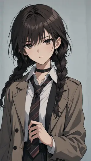 close up medium portrait shot of a cool girl, 2d art