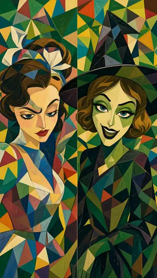 绿野仙踪系列😬😬 图1：Dorothy from the Wizard of Oz cartoonish face | fusion of abstract art and celebrity likeness, high resolu