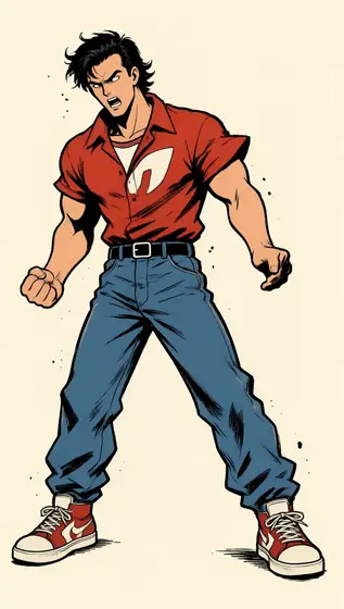 90s indie comic style character illustration, bold thick black outlines, rough hand-inked linework with jitter and imper
