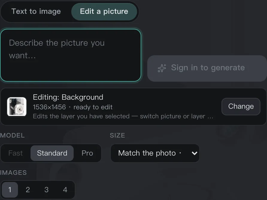 A 2932×2780 photo: the small type reads 1536×1456 ready to edit while the frame cell reads 2048×1942