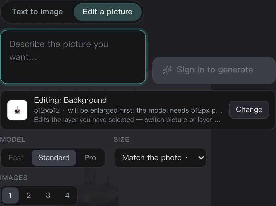 A 400×400 thumbnail: the small type reads 512×512 and says it will be enlarged first, the model needing 512px per side